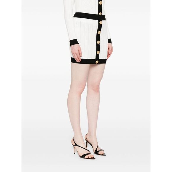 Balmain Women Knitted Buttoned Mini Skirt